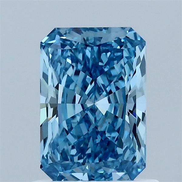 1.04 Carat Radiant Lab Grown Diamond, Fancy Vivid Blue Color, VS1 Clarity