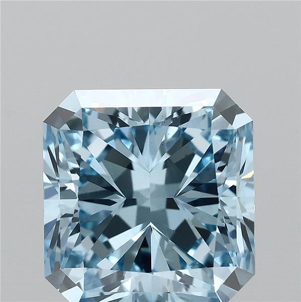 2.20 Carat Radiant Lab Grown Diamond, Fancy Vivid Blue Color, VS1 Clarity