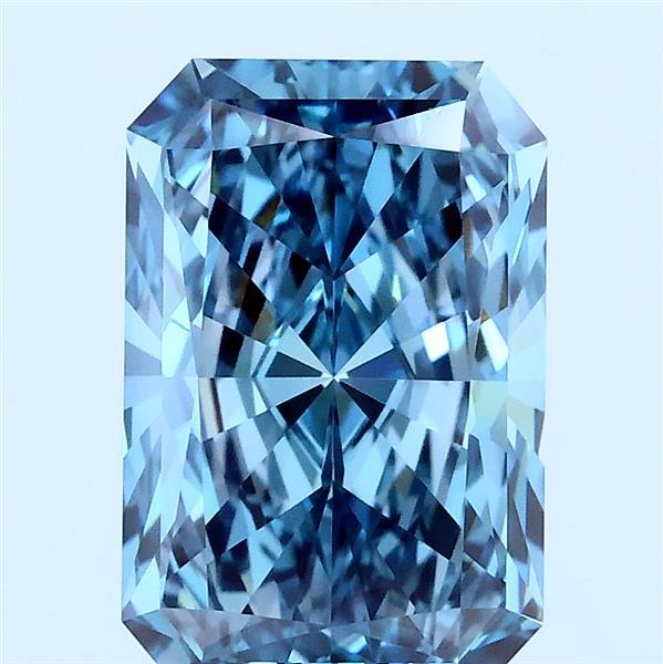 2.91 Carat Radiant Lab Grown Diamond, Fancy Vivid Blue Color, VVS2 Clarity