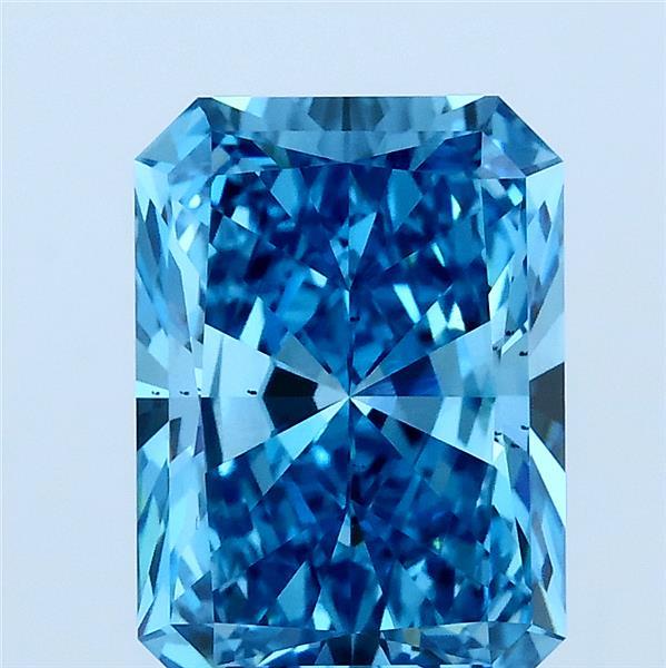 3.00 Carat Radiant Lab Grown Diamond, Fancy Vivid Blue Color, VS2 Clarity