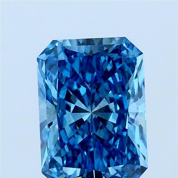 1.50 Carat Radiant Lab Grown Diamond, Fancy Vivid Blue Color, SI1 Clarity
