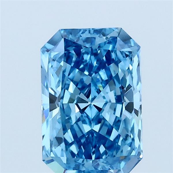 1.05 Carat Radiant Lab Grown Diamond, Fancy Vivid Blue Color, VVS2 Clarity