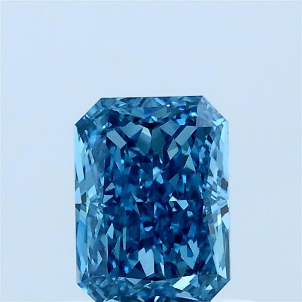 0.76 Carat Radiant Lab Grown Diamond, Fancy Vivid Blue Color, VS1 Clarity