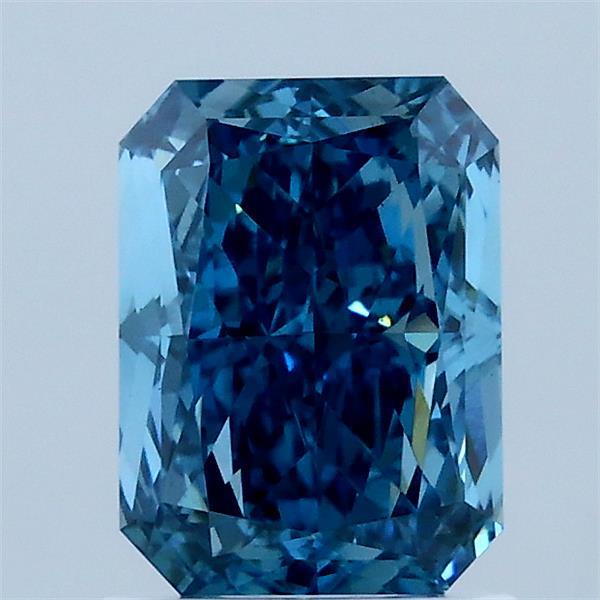 1.50 Carat Radiant Lab Grown Diamond, Fancy Vivid Blue Color, VS1 Clarity