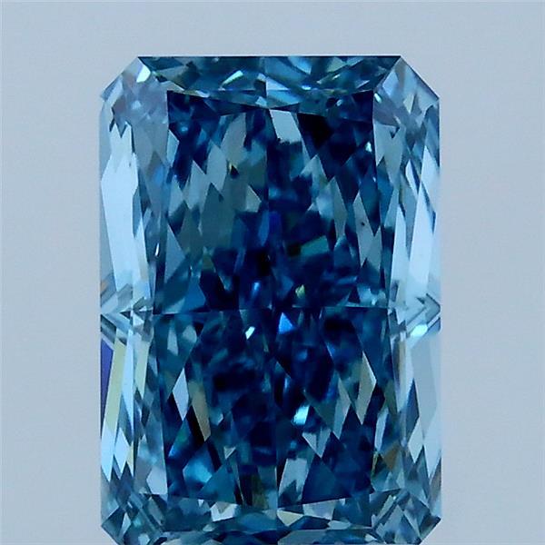 2.03 Carat Radiant Lab Grown Diamond, Fancy Vivid Blue Color, VS1 Clarity