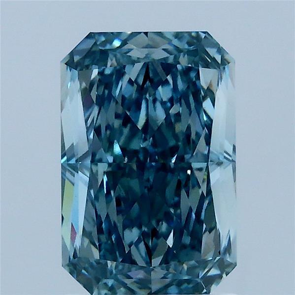 2.01 Carat Radiant Lab Grown Diamond, Fancy Vivid Blue Color, VS1 Clarity