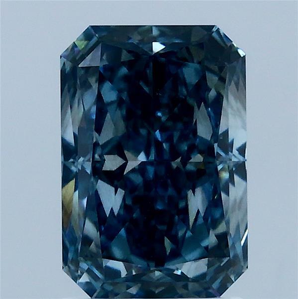 2.19 Carat Radiant Lab Grown Diamond, Fancy Vivid Blue Color, VS2 Clarity