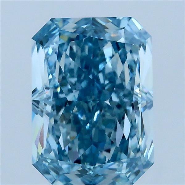 2.02 Carat Radiant Lab Grown Diamond, Fancy Vivid Blue Color, VS1 Clarity