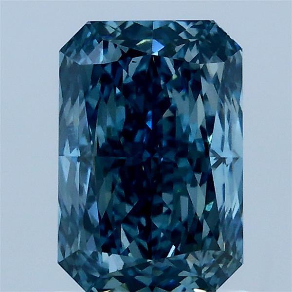 1.55 Carat Radiant Lab Grown Diamond, Fancy Vivid Blue Color, VS1 Clarity