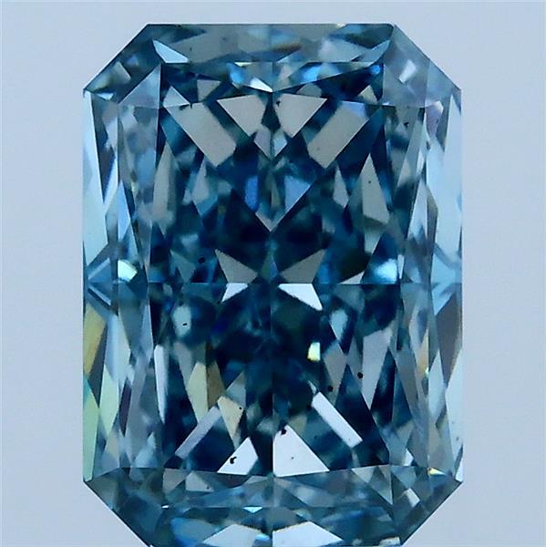 3.01 Carat Radiant Lab Grown Diamond, Fancy Vivid Blue Color, VS2 Clarity