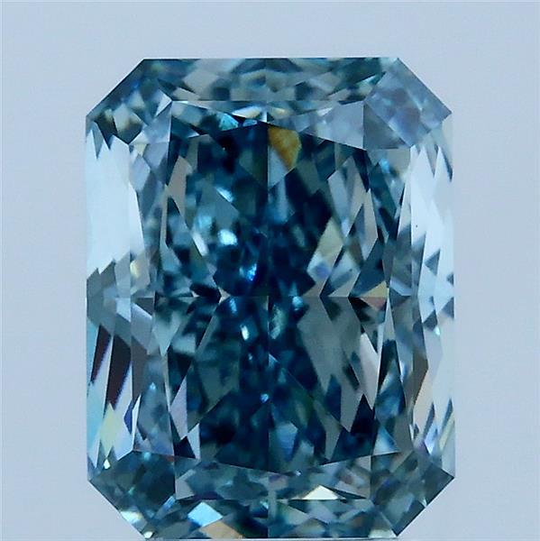3.02 Carat Radiant Lab Grown Diamond, Fancy Vivid Blue Color, VS1 Clarity