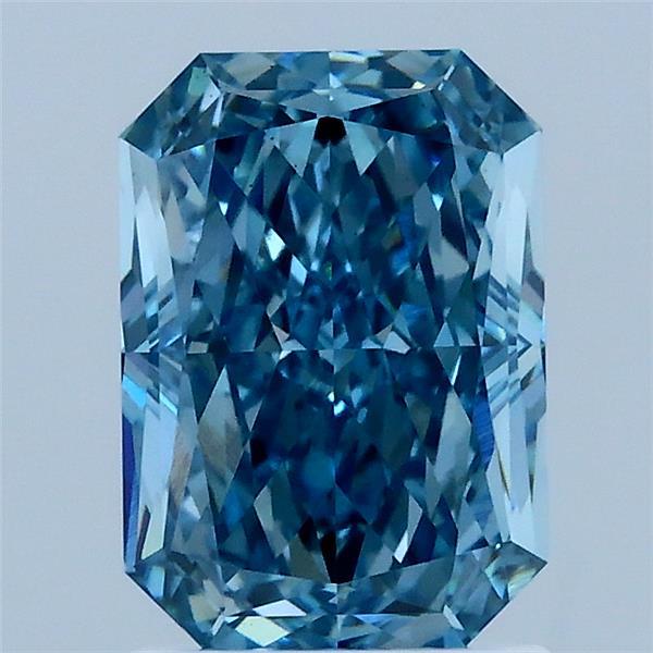 2.15 Carat Radiant Lab Grown Diamond, Fancy Vivid Blue Color, VS1 Clarity