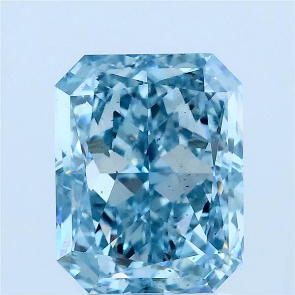 2.02 Carat Radiant Lab Grown Diamond, Fancy Intense Blue Color, VS2 Clarity