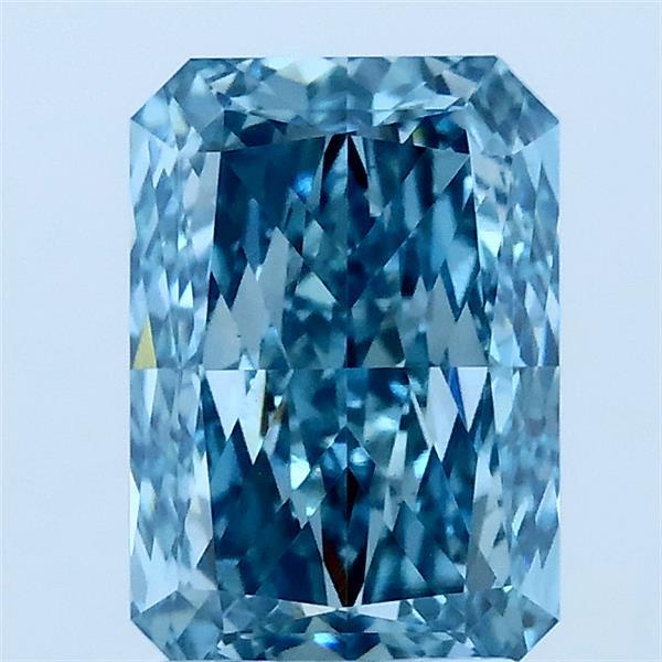 2.06 Carat Radiant Lab Grown Diamond, Fancy Vivid Blue Color, VS1 Clarity