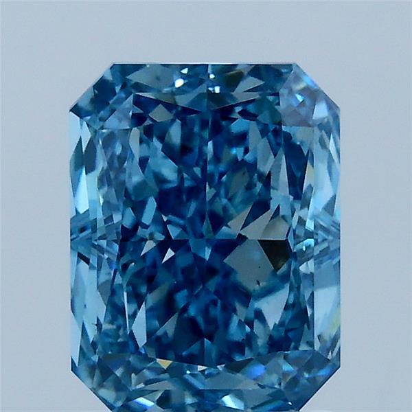 2.03 Carat Radiant Lab Grown Diamond, Fancy Vivid Blue Color, VS1 Clarity