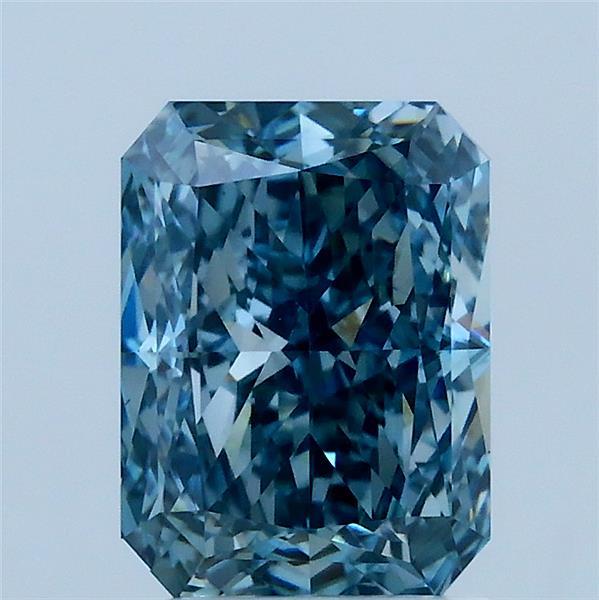 2.01 Carat Radiant Lab Grown Diamond, Fancy Vivid Blue Color, VS1 Clarity