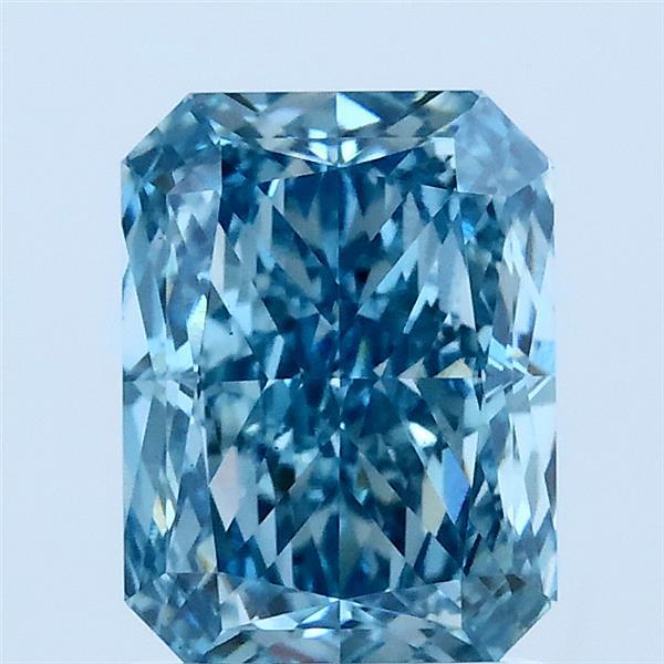 2.07 Carat Radiant Lab Grown Diamond, Fancy Vivid Blue Color, VS1 Clarity
