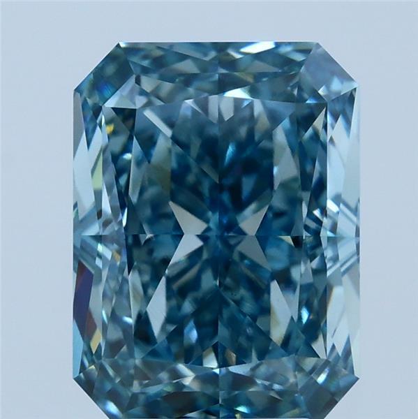 4.03 Carat Radiant Lab Grown Diamond, Fancy Vivid Blue Color, VS1 Clarity
