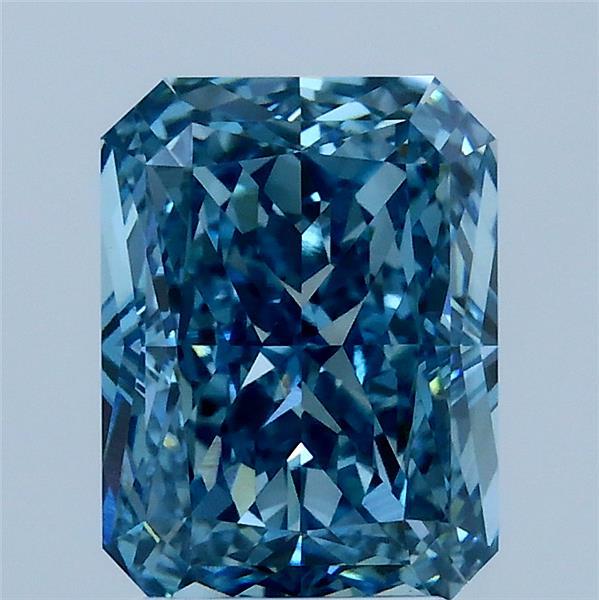 2.52 Carat Radiant Lab Grown Diamond, Fancy Vivid Blue Color, VS1 Clarity