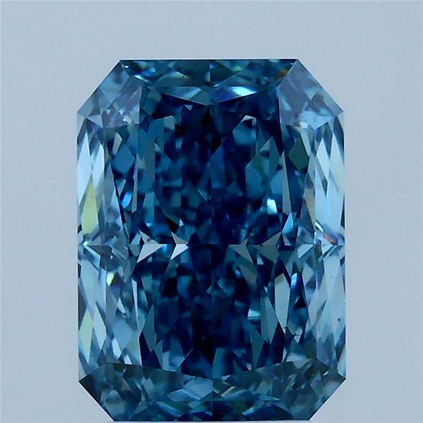 2.67 Carat Radiant Lab Grown Diamond, Fancy Vivid Blue Color, VS1 Clarity
