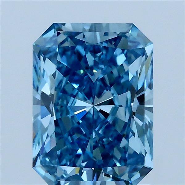 1.53 Carat Radiant Lab Grown Diamond, Fancy Vivid Blue Color, VS1 Clarity