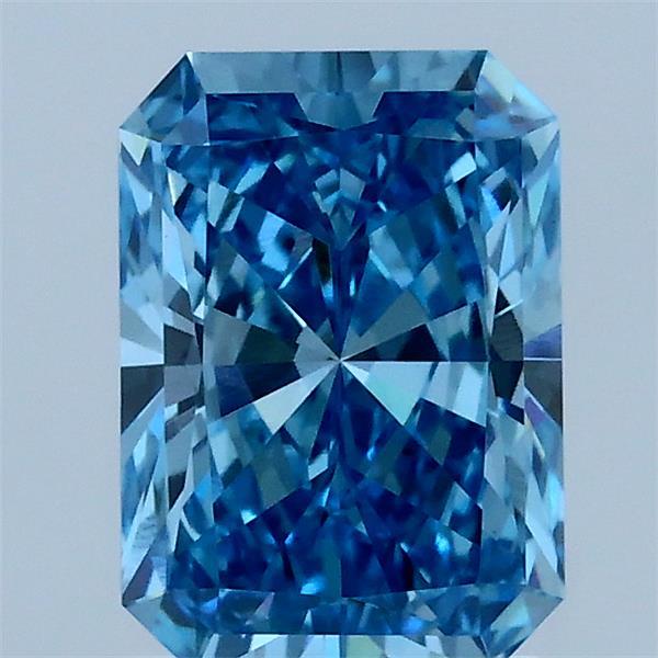 1.52 Carat Radiant Lab Grown Diamond, Fancy Vivid Blue Color, VVS2 Clarity