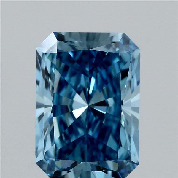 3.06 Carat Radiant Lab Grown Diamond, Fancy Vivid Blue Color, VS1 Clarity
