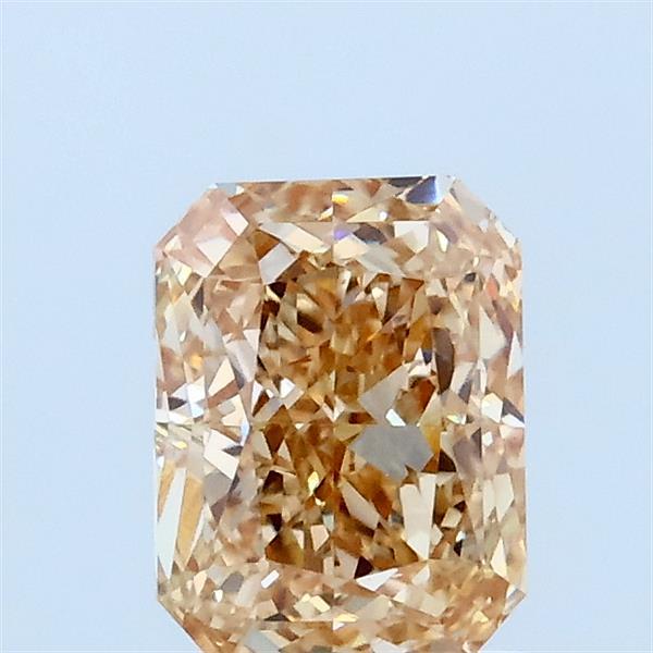 1.00 Carat Radiant Lab Grown Diamond, Fancy Light Yellow Brown Color, VVS2 Clarity