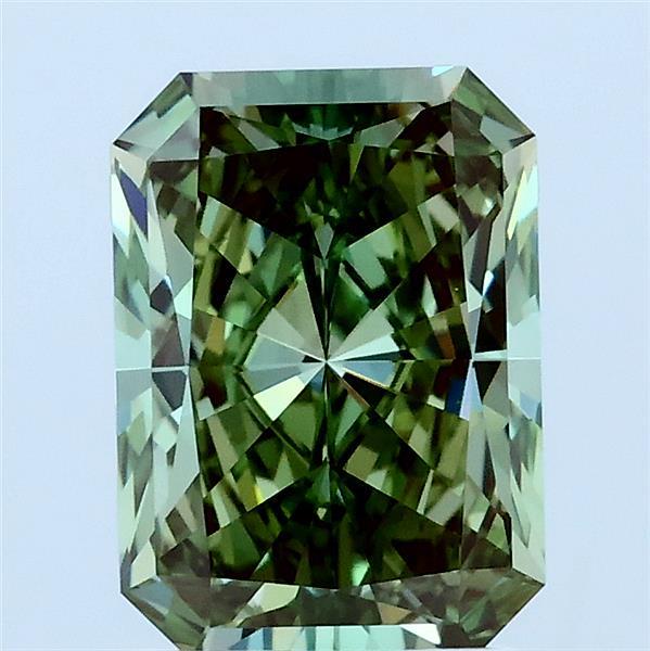 2.02 Carat Radiant Lab Grown Diamond, Fancy Vivid Green Color, VVS1 Clarity