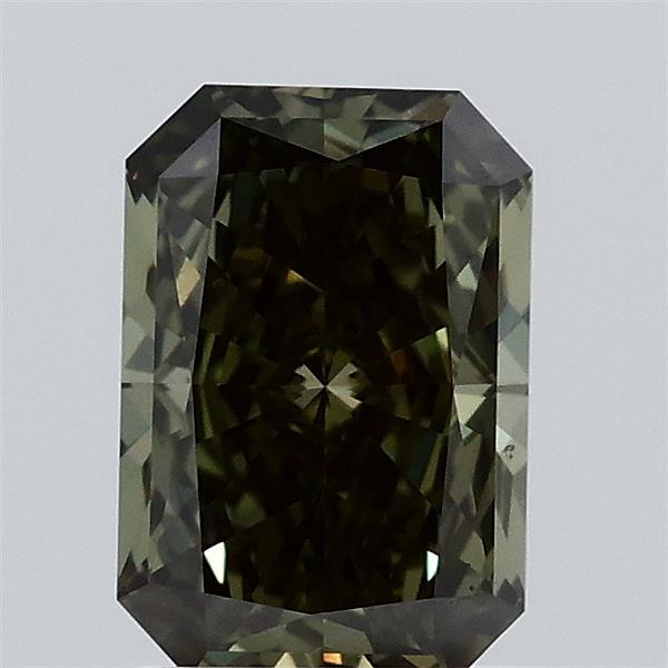 1.07 Carat Radiant Lab Grown Diamond, Fancy Vivid Green Color, VVS2 Clarity