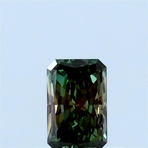 0.34 Carat Radiant Lab Grown Diamond, Fancy Vivid Green Color, VVS2 Clarity