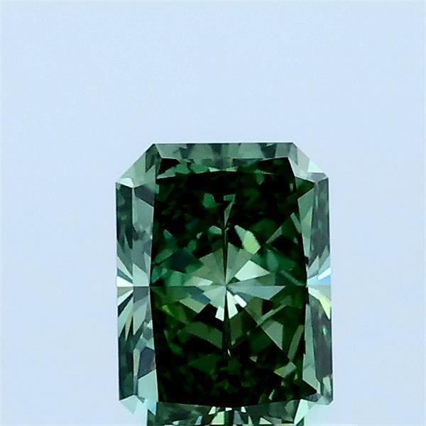 0.65 Carat Radiant Lab Grown Diamond, Fancy Vivid Green Color, VS2 Clarity