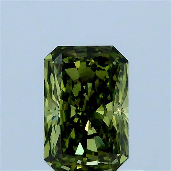 0.70 Carat Radiant Lab Grown Diamond, Fancy Vivid Green Color, VS2 Clarity