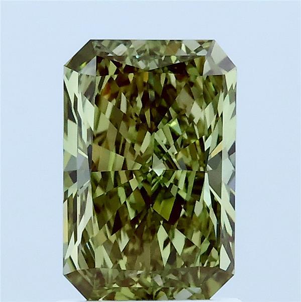 1.50 Carat Radiant Lab Grown Diamond, Fancy Vivid Green Color, VS2 Clarity