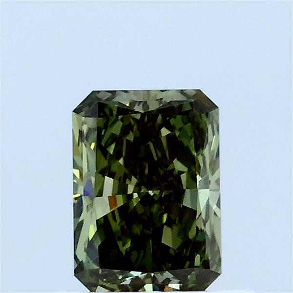 0.64 Carat Radiant Lab Grown Diamond, Fancy Vivid Green Color, VS1 Clarity