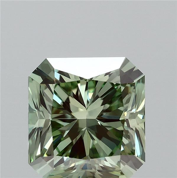 2.01 Carat Radiant Lab Grown Diamond, Fancy Vivid Green Color, VVS2 Clarity