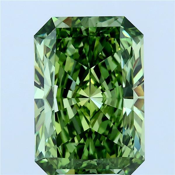 5.01 Carat Radiant Lab Grown Diamond, Fancy Vivid Green Color, VVS1 Clarity
