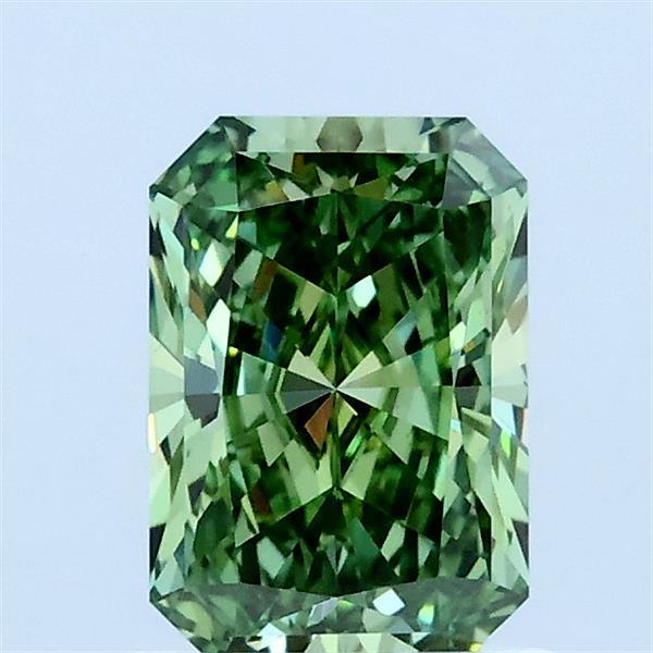 1.02 Carat Radiant Lab Grown Diamond, Fancy Vivid Green Color, VVS2 Clarity