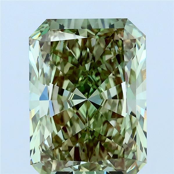 4.02 Carat Radiant Lab Grown Diamond, Fancy Vivid Green Color, VS1 Clarity