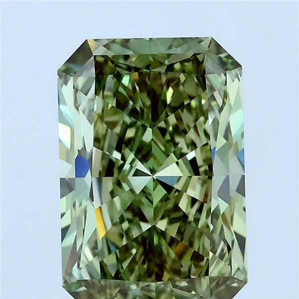 3.06 Carat Radiant Lab Grown Diamond, Fancy Vivid Green Color, VVS2 Clarity