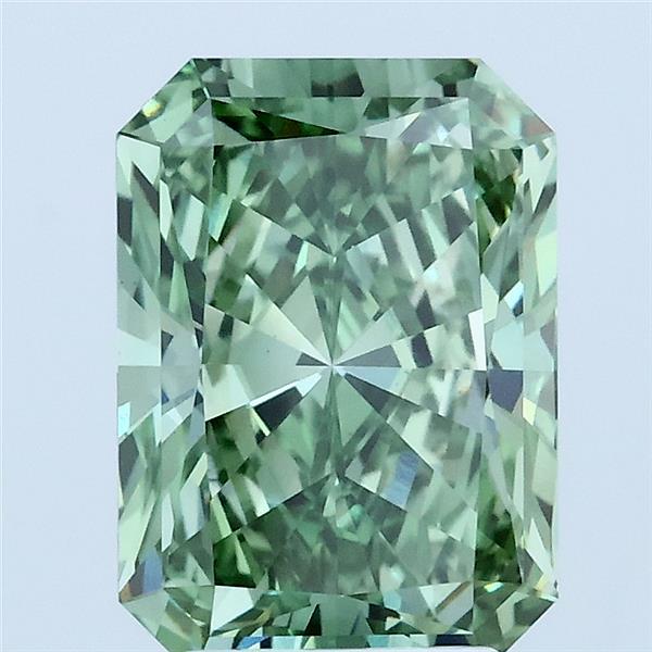 2.87 Carat Radiant Lab Grown Diamond, Fancy Vivid Green Color, VS1 Clarity