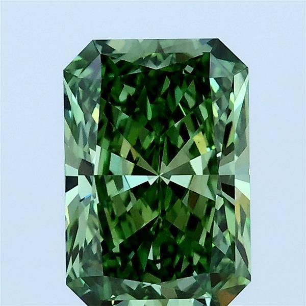 1.51 Carat Radiant Lab Grown Diamond, Fancy Vivid Green Color, VS1 Clarity