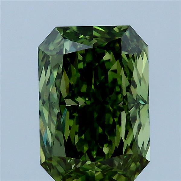 2.13 Carat Radiant Lab Grown Diamond, Fancy Vivid Green Color, VS1 Clarity