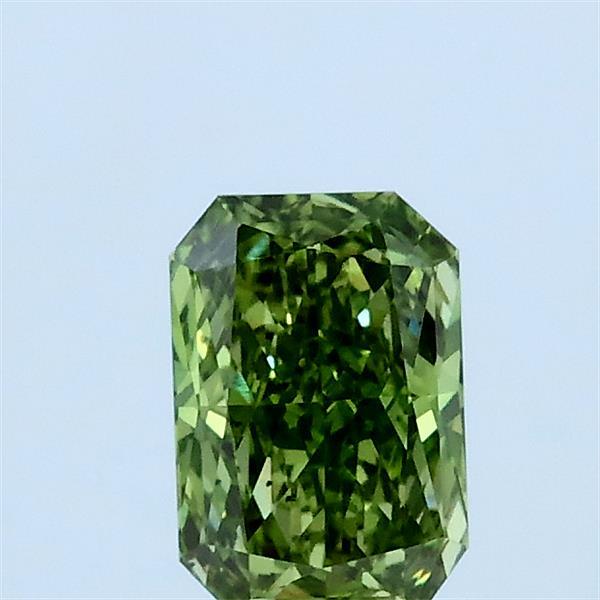 0.62 Carat Radiant Lab Grown Diamond, Fancy Vivid Green Color, VS1 Clarity