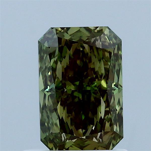 1.06 Carat Radiant Lab Grown Diamond, Fancy Vivid Green Color, VS1 Clarity
