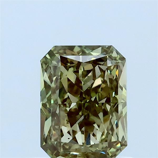 0.95 Carat Radiant Lab Grown Diamond, Fancy Intense Green Color, VS2 Clarity