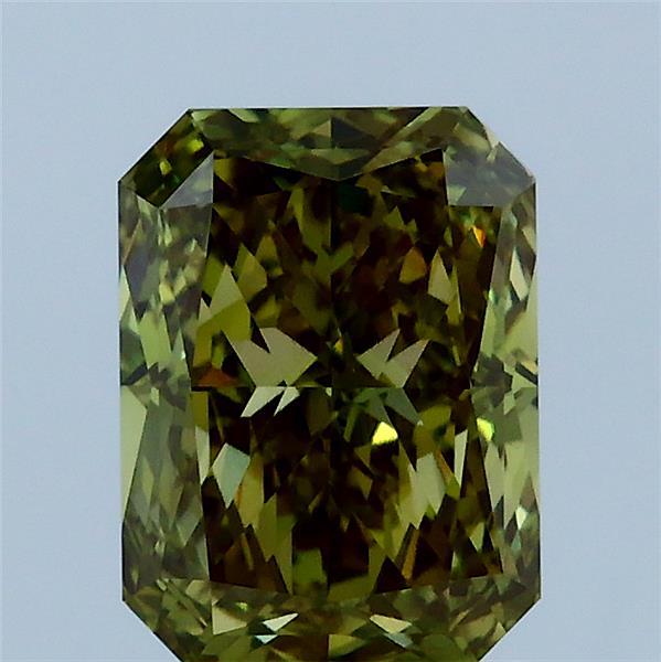 2.01 Carat Radiant Lab Grown Diamond, Fancy Vivid Green Color, VS2 Clarity