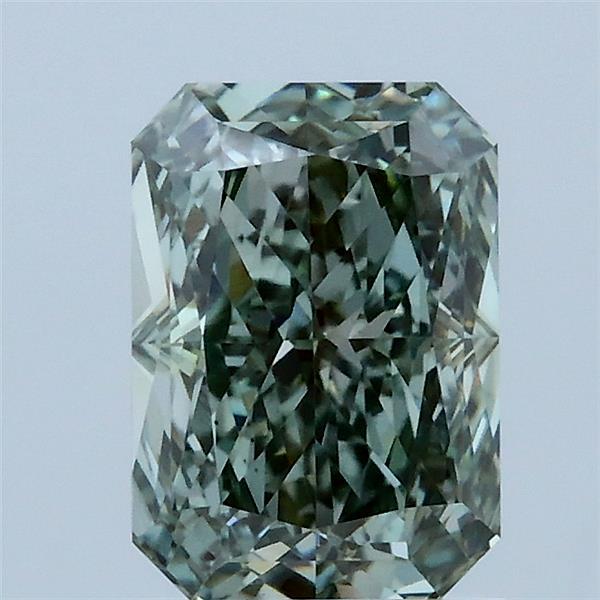 1.58 Carat Radiant Lab Grown Diamond, Fancy Intense Green Color, VS1 Clarity