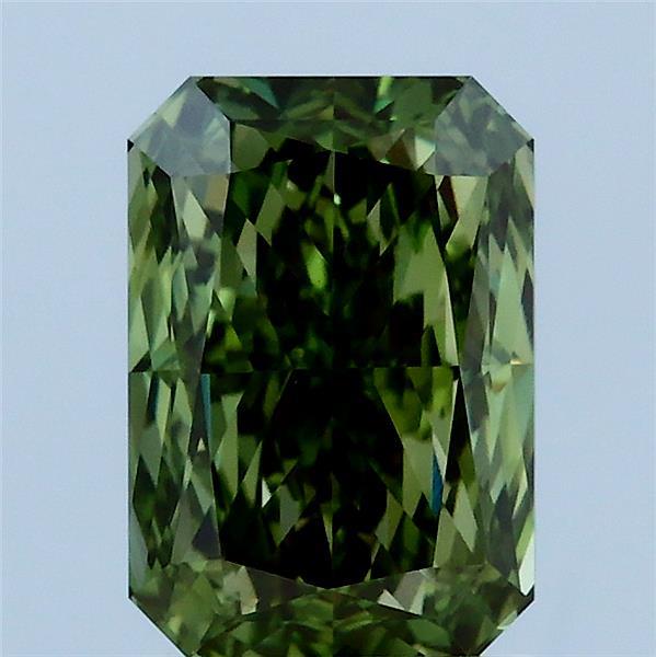 2.03 Carat Radiant Lab Grown Diamond, Fancy Vivid Green Color, VS1 Clarity