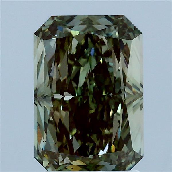 2.12 Carat Radiant Lab Grown Diamond, Fancy Intense Green Color, VS2 Clarity